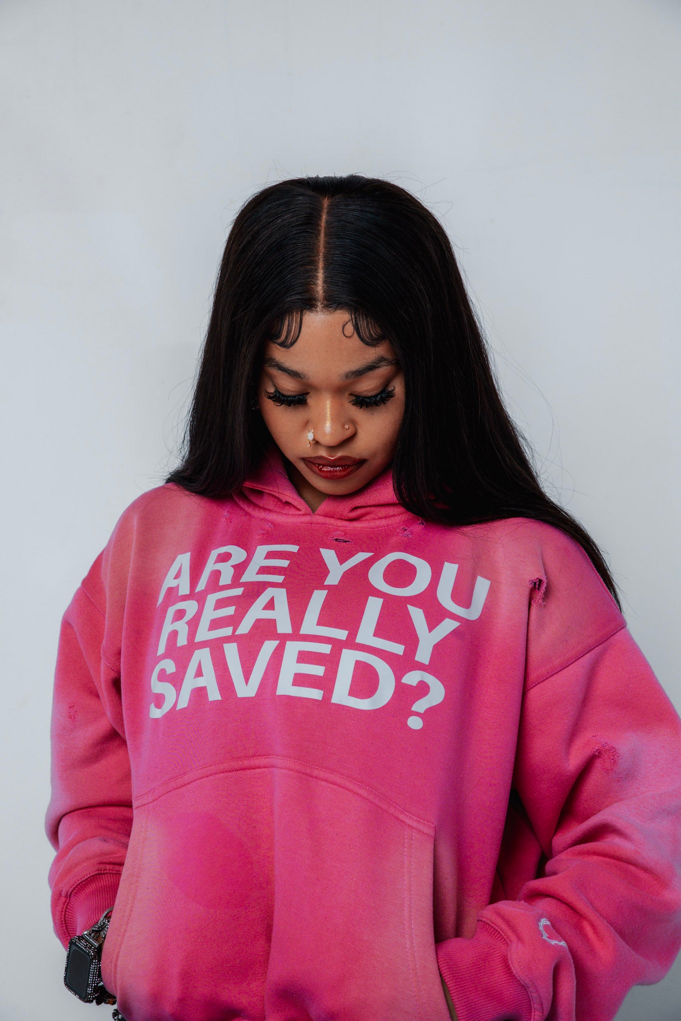 ‘SAVED’ HOODIE PINK